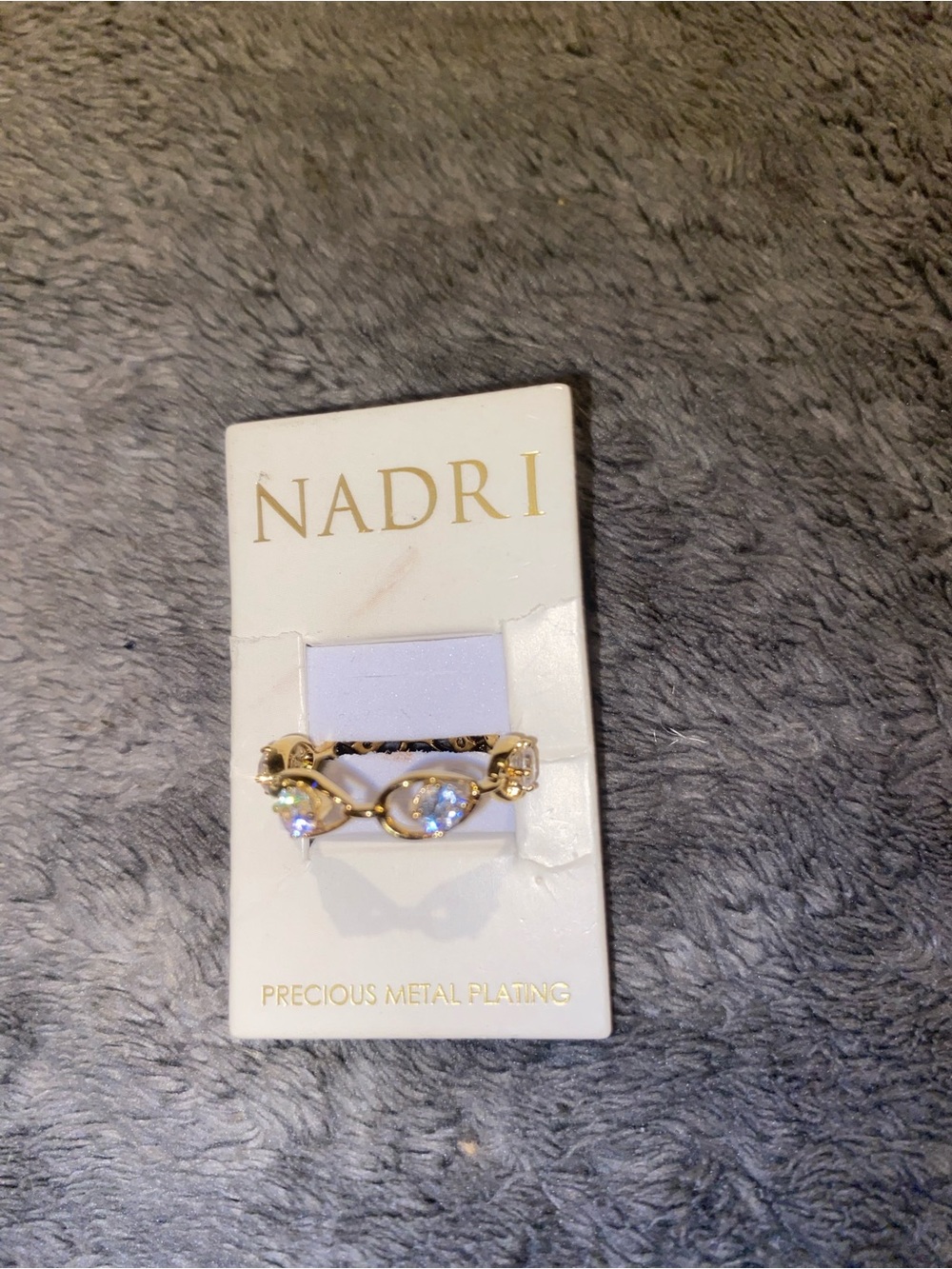 NADRI Gold Plated Cz Teardrop Ring Size 7